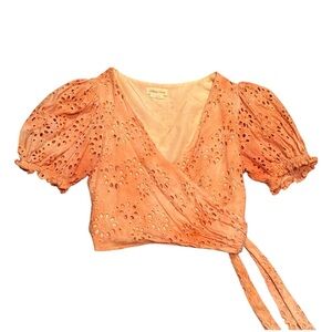 Lovers + Friends Tie-dye Eyelet Wrap Crop Top